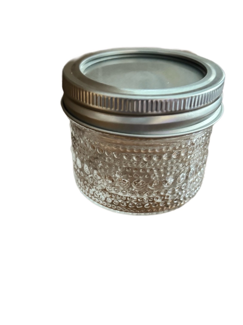 4 oz. Mini Clear Textured Glass Mason Jar with Silver Lid - set of 8